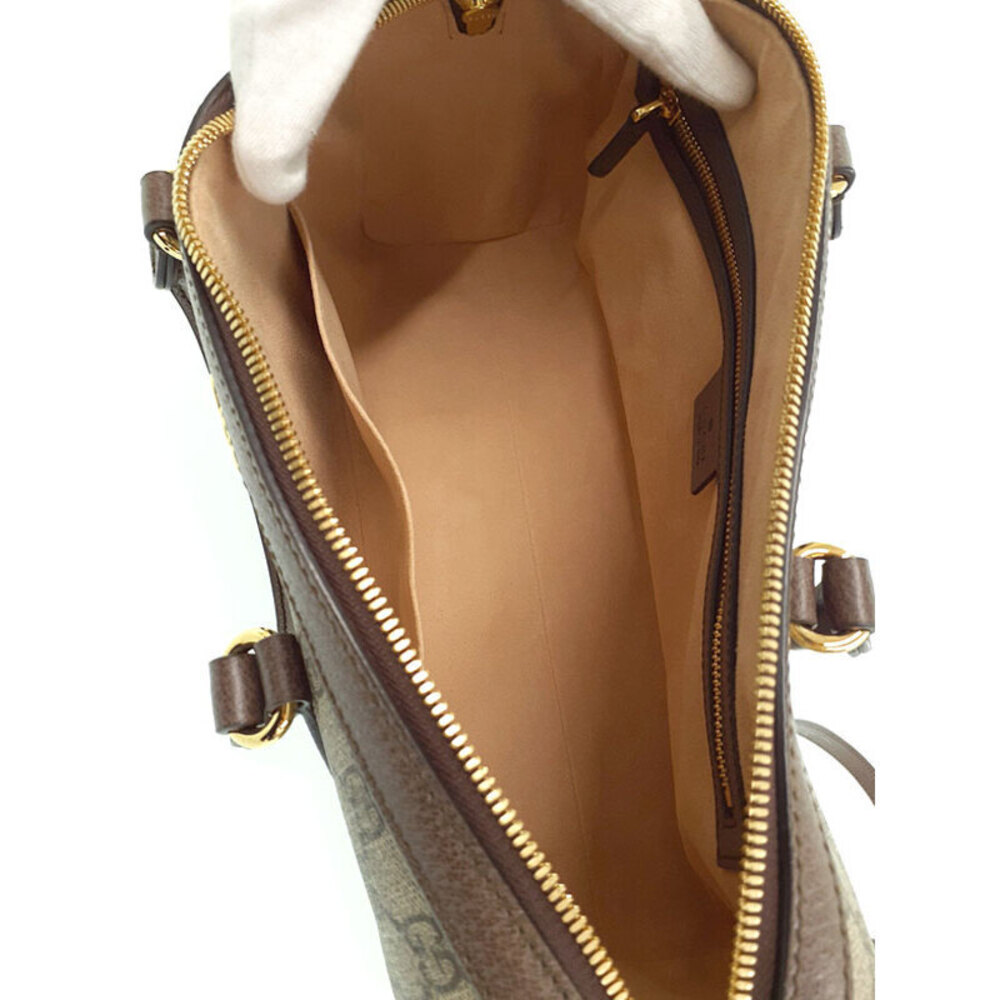 Gucci GG Handle Boston Bag Top Ophidia Leather beige brown Supreme GG - Picture 3 of 9